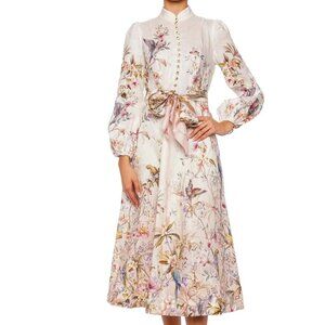ZimmermannRebellious fabric buttoned long-sleeved mid-length dress